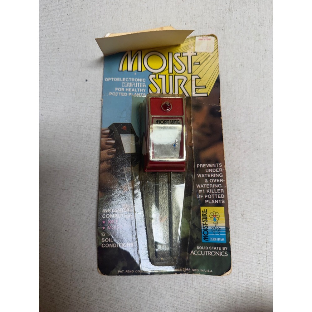 Vintage 1975 Moist-Sure Soil Moisture Tester Accutronics Plant Computer Red LED